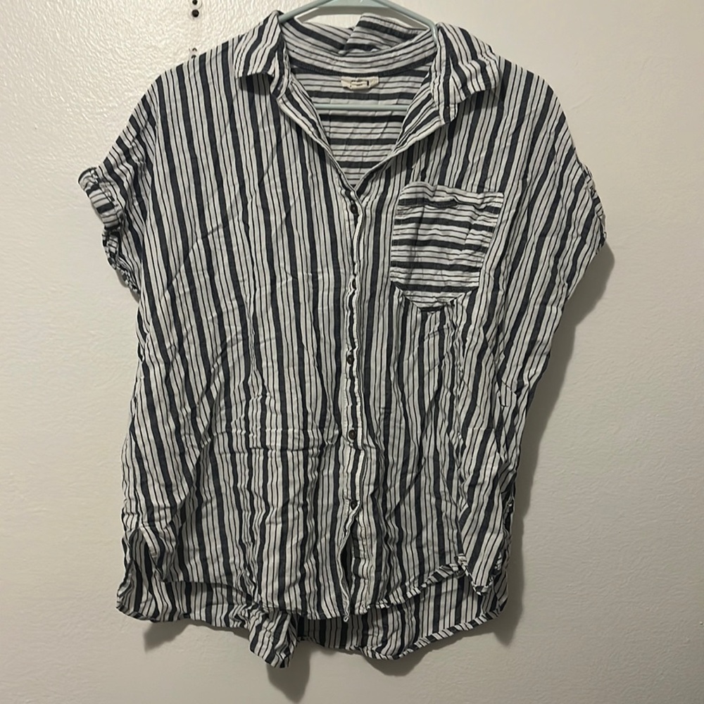 ANA brand striped button down short sleeve shirt, hardly worn. Size large